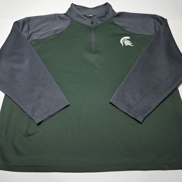 Michigan State Spartans Men's 3XL Green Grey Quarter 1/4 Zip Pullover Activewear - Picture 1 of 6